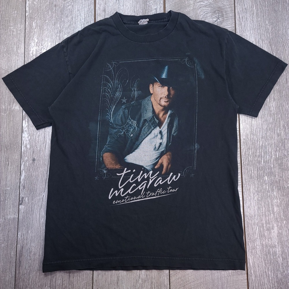 Tim McGraw Emotional Traffic Tour Shirt Mens Large Black Concert Graphic Tee